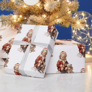 Antiek kind kerst inpakpapier