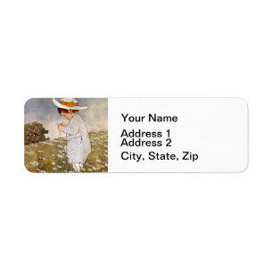 Antiek Kind plukken Daisies Flowers Etiket