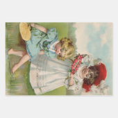 Antiek Kind plukken Daisies Flowers Inpakpapier Vel (Voorkant 2)