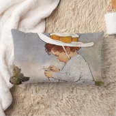 Antiek Kind plukken Daisies Flowers Kussen (Deken)