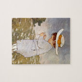 Antiek Kind plukken Daisies Flowers Legpuzzel (Horizontaal)