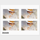 Antiek Kind plukken Daisies Flowers Rechthoekige Sticker (Vel)