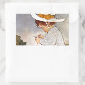 Antiek Kind plukken Daisies Flowers Rechthoekige Sticker (Tas)