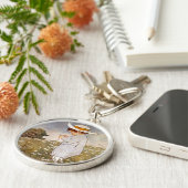 Antiek Kind plukken Daisies Flowers Sleutelhanger (Zijkant)