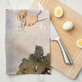 Antiek Kind plukken Daisies Flowers Theedoek (Quarter Fold)