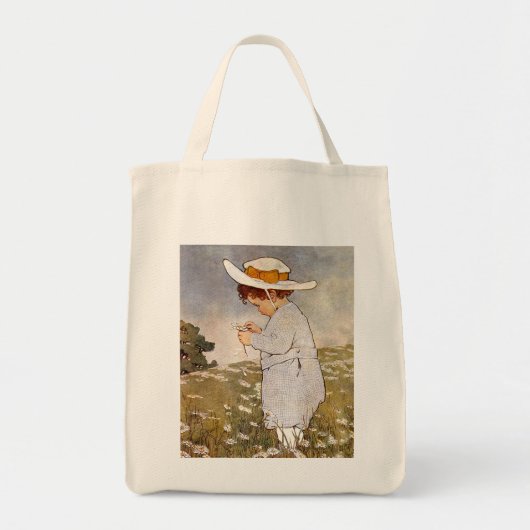 Antiek Kind plukken Daisies Flowers Tote Bag (Voorkant)