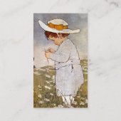 Antiek Kind plukken Daisies Flowers Visitekaartje (Achterkant)