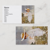 Antiek Kind plukken Daisies Flowers Visitekaartje (Voorkant / Achterkant)