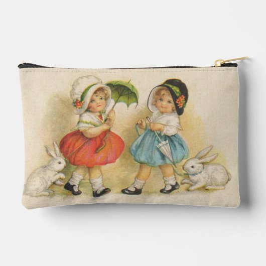 Antiek Kinderen Konijn Paaskunst Etui (Achterkant)