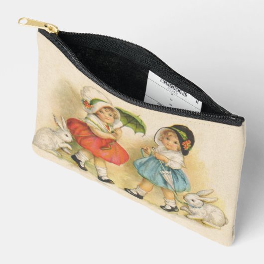 Antiek Kinderen Konijn Paaskunst Etui (Open)