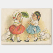 Antiek Kinderen Konijn Paaskunst Magneet (Voorkant)