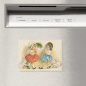 Antiek Kinderen Konijn Paaskunst Magneet (Insitu (Vaatwasser))