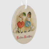 Antiek Kinderen Konijn Paaskunst Ornament (voorkant)