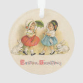 Antiek Kinderen Konijn Paaskunst Ornament (achterkant)