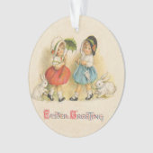 Antiek Kinderen Konijn Paaskunst Ornament (voorkant)