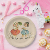 Antiek Kinderen Konijn Paaskunst Papieren Bordje (Feest)