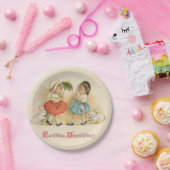 Antiek Kinderen Konijn Paaskunst Papieren Bordje (Feest)