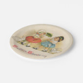 Antiek Kinderen Konijn Paaskunst Papieren Bordje (Gekanteld)