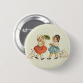 Antiek Kinderen Konijn Paaskunst Ronde Button 5,7 Cm (Voorkant /achterkant)