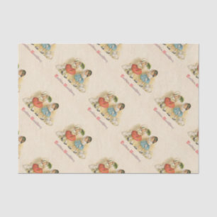 Antiek Kinderen Konijn Paaskunst Tissuepapier