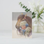 Antiek  kinderen Memory Pony Horse Briefkaart (Staand voorkant)
