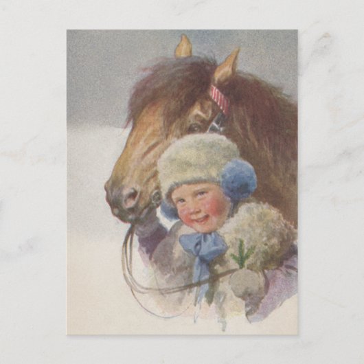 Antiek  kinderen Memory Pony Horse Briefkaart (Voorkant)
