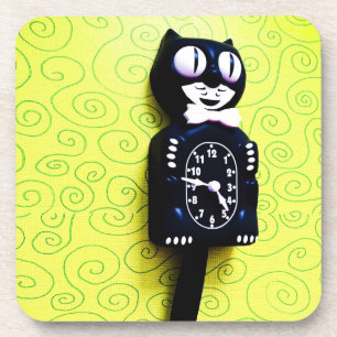 Antiek kit Cat Clock Cork Onderzetter