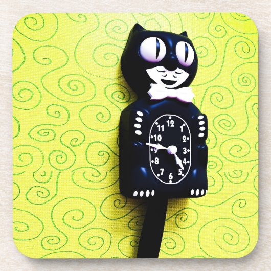 Antiek kit Cat Clock Cork Onderzetter (Voorkant)
