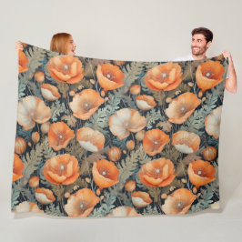 Antiek klaprozenpatroon fleece deken