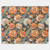 Antiek klaprozenpatroon fleece deken (Voorkant (Horizontaal))