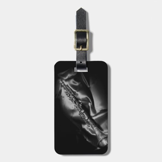 Antiek klarinet stilleven, B&W Bagagelabel (Voorkant verticaal)