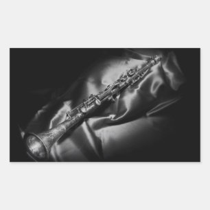 Antiek klarinet stilleven, B&W Rechthoekige Sticker