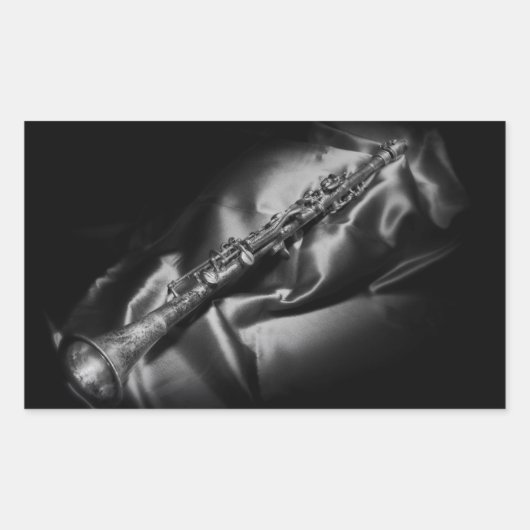 Antiek klarinet stilleven, B&W Rechthoekige Sticker (Voorkant)