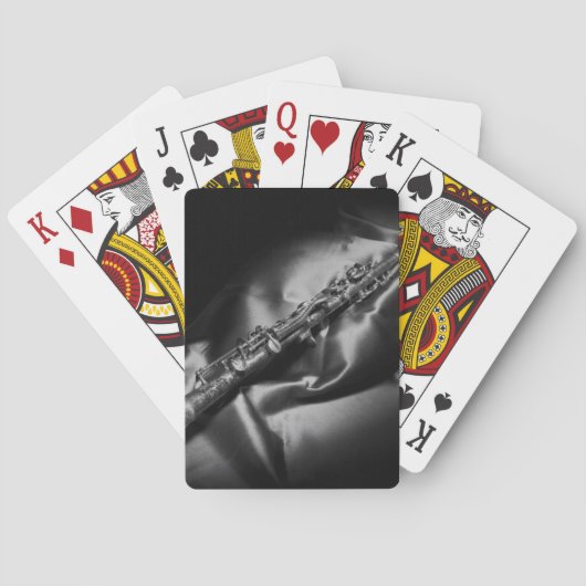 Antiek klarinet stilleven, B&W Speelkaarten (Achterkant)