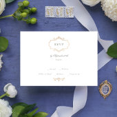antiek klassiek gouden salie groen monogram bruilo RSVP kaartje