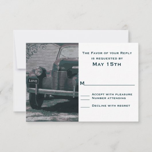 Antiek klassieke autowrakken RSVP-kaarten RSVP Kaartje (Voorkant)