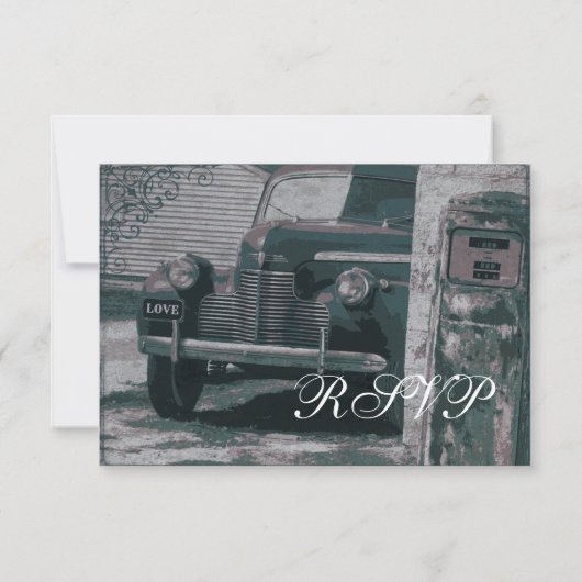 Antiek klassieke autowrakken RSVP-kaarten RSVP Kaartje (Achterkant)