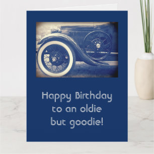 Antiek Klassieke Kars Blue Birthday Big Card Kaart