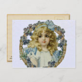 Antiek klein meisje kinderportret mooi briefkaart (Voorkant / Achterkant)