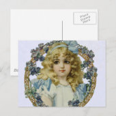 Antiek klein meisje kinderportret mooi briefkaart (Voorkant / Achterkant)