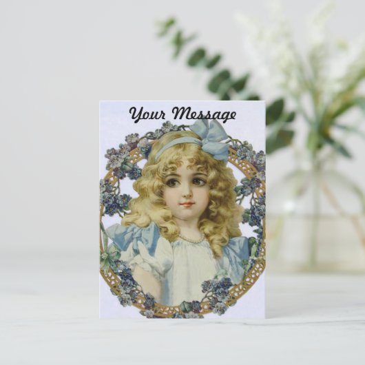Antiek klein meisje kinderportret mooi briefkaart (Staand voorkant)