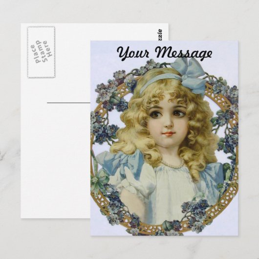 Antiek klein meisje kinderportret mooi briefkaart (Voorkant / Achterkant)