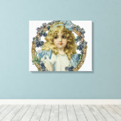 Antiek klein meisje kinderportret mooi canvas afdruk (Insitu (Houten vloer))