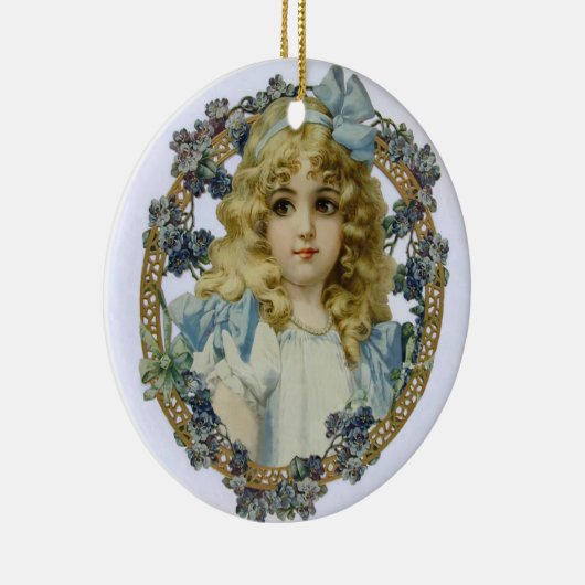 Antiek klein meisje kinderportret mooi keramisch ornament (Rechts)