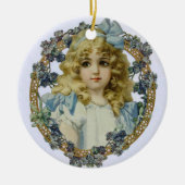 Antiek klein meisje kinderportret mooi keramisch ornament (Voorkant)