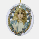 Antiek klein meisje kinderportret mooi keramisch ornament (Links)