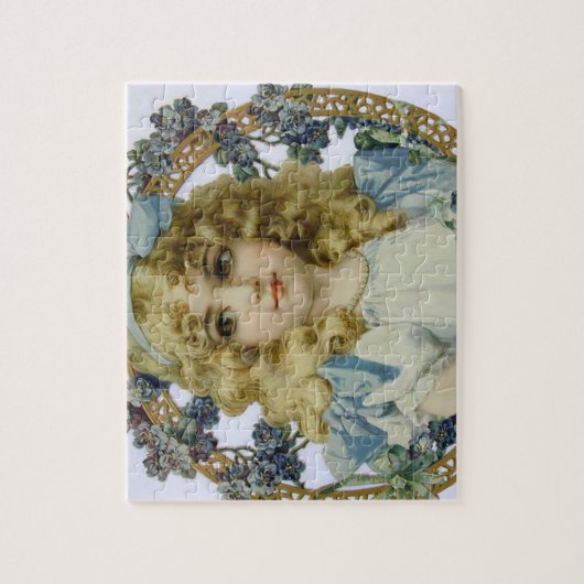 Antiek klein meisje kinderportret mooi legpuzzel (Verticaal)