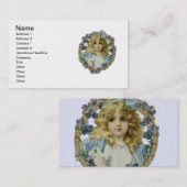 Antiek klein meisje kinderportret mooi visitekaartje (Voorkant / Achterkant)