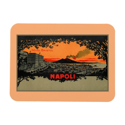 Antiek kleur litho Hotel Bristol Napels Napoli Magneet (Horizontaal)