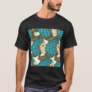 Antiek Kleurig Grote Blauwe Vis Nautilus T-shirt
